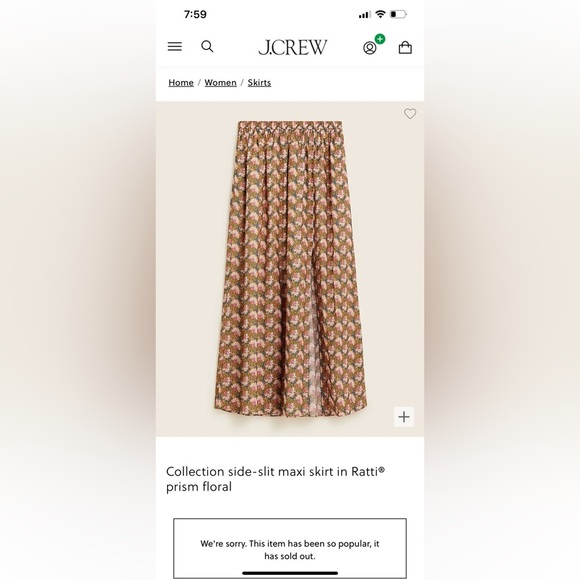 J.Crew, NWT Side slit Maxi skirt in Ratti Prism Floral 💯% cotton/pockets BG543 - Picture 2 of 12